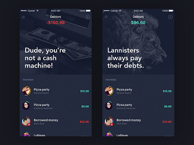 Debt Tracker app debt finance ios list mobile tracker ui ux wallet