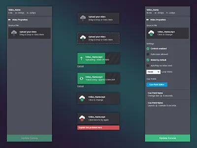 Video Upload dark editor ui upload video