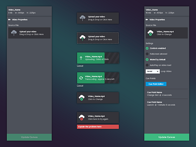 Video Upload dark editor ui upload video