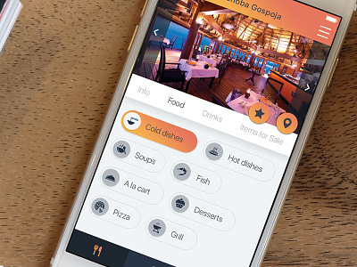 Guest Restaurant app checkin dish food ios meal orange order psd restaurant ui ux