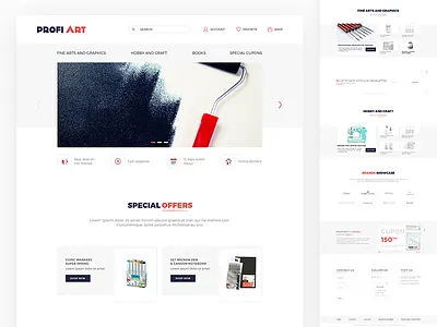Art supplies website art material design profi site supplies web website