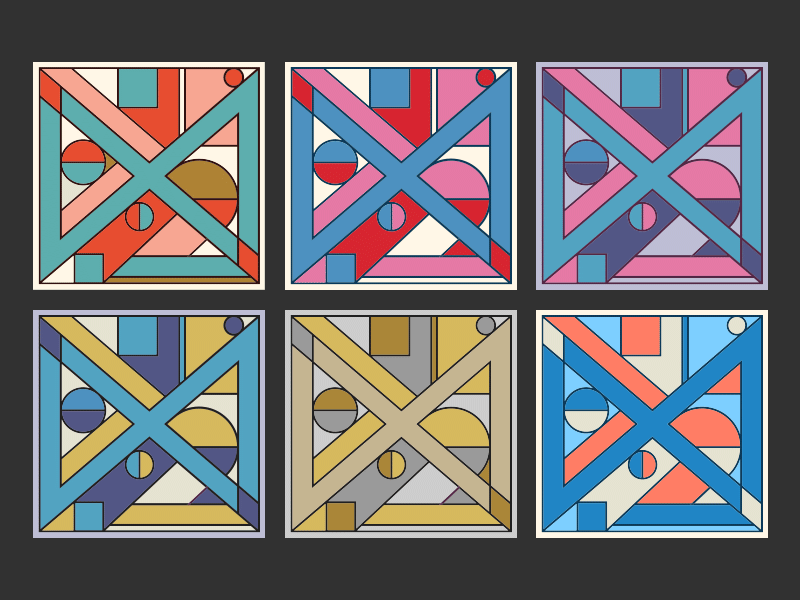 Handsome Stained Glass abstract block color illustration shape square