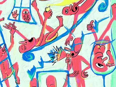 Cyclops Party Butts boogie finger foot illustration legs one eyed thumb tongue