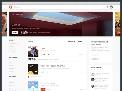 Product Hunt 3.0 feed homepage product hunt web