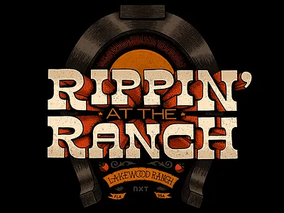 Rippin' at the Ranch athletics branding hand lettering horseshoe lacrosse lettering logo sports texture type typography