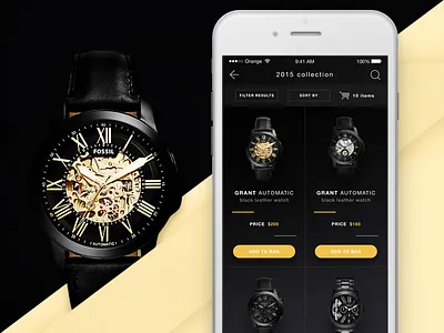E-Commerce Products Screen iOS app app design ecommerce fossil fossil watches ios iphone product ui ui ui design user interface watch