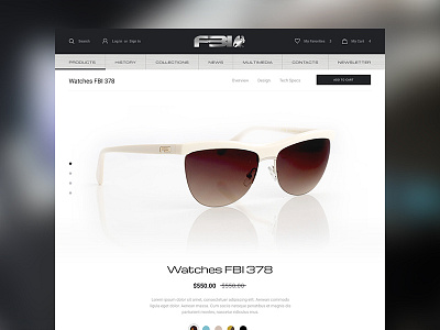 FBI website. Product page. button fashion fbi glasses product page responsive shipping slider ui usa ux website