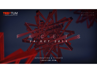 TEDxTUM 3d abstract campaign dark date event facets forms poster red talk ted