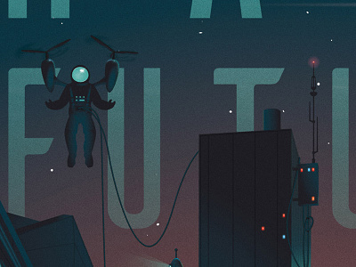 February Hackathon Poster astronaut booking dark future hackathon neon night retro spaceship