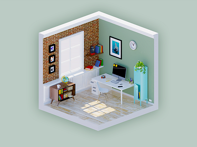 The workspace 3d architecture design inspiration interior isometric office render room sketchup space workspace