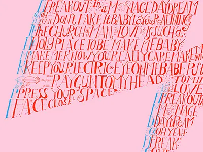 Moonage Daydream Pink david bowie illustration type typography ziggy stardust