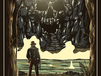 The Adventures of Indiana Jones adventure digital painting indiana jones jungle movie poster print rock skull snakes