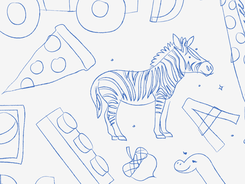 Lachlan's Favorite Things brush hippo moose pattern pizza truck vector zebra