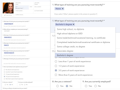 WorkAmerica Profile fields form profile ui ux