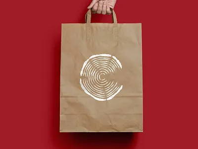 Cayuga Lumber Co. bag mockup c cayuga cross cut design illustration logo lumber tree