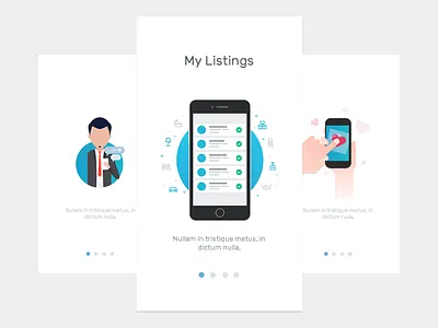 My Listings app clean find flat ios listing onboarding pad rent ui ux
