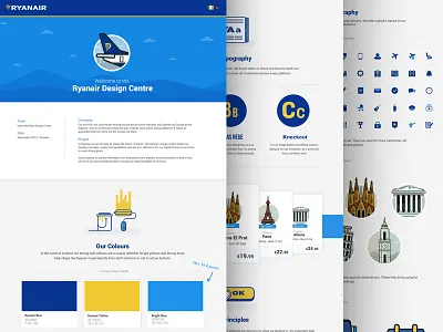 Ryanair Design Centre Case Study centre colour design fly holiday iconography icons plane ryanair style styleguide travel