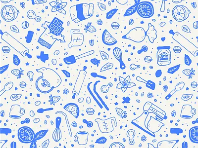 Baking Pattern baking chelles hand drawn illustration macarons pattern