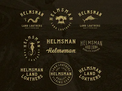 Helmsman Branding creature fishing hand drawn helmsman lockup marlin serif shark type vintage