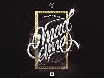 Madame beer alcohol beer drink gold hand lettering madame process type typography vector vintage