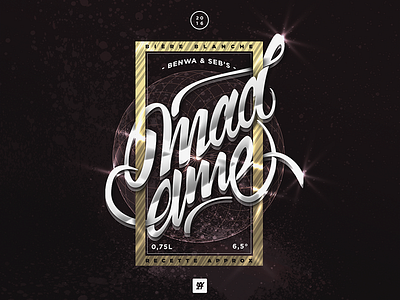 Madame beer alcohol beer drink gold hand lettering madame process type typography vector vintage