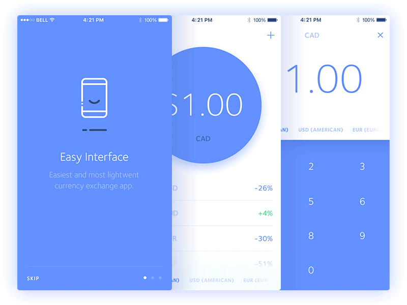 Currency App app app icon designer bitcoin blockchain crypto wallet cryptocurrency fintech interface ios on boarding payments token