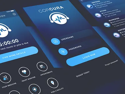 CORCURA - Medical care iOS app ios iphone6 login page medical app medicine overview ui ui design urgent care