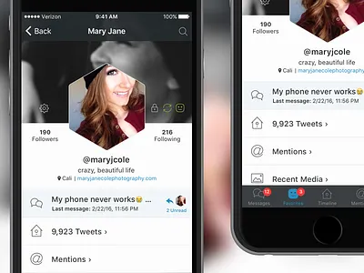 TBA Twitter App - Profile View app ios iphone messaging mobile profile twitter ui