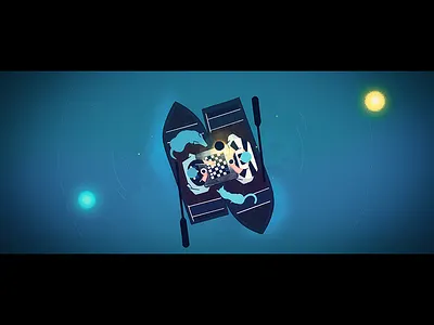 The Lake - Draughts game animation cat dog draughts game illustration light love mystery night river stars