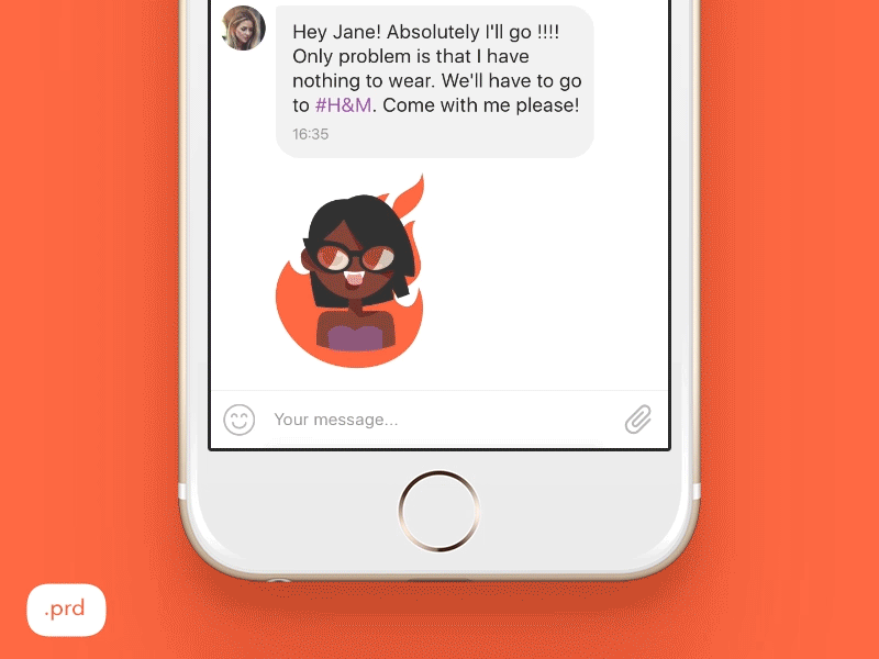 Mood Selector — Principle Freebie [iOS App] app chat interaction ios message mood ui ux woman women