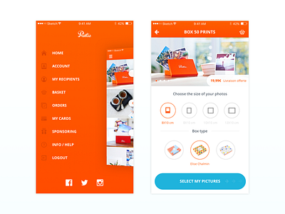 Printic IOS app instagram ios design lateral menue kevincdnc lateral menu mobile mobile app polaroid print printic
