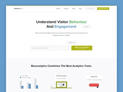 Bouncelytics New Landing Page app design landing page product saas software ui ux web website