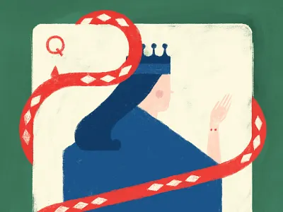 Queen diamonds paint playing cards queen snake texture