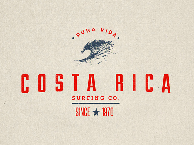 Costa Rica Surfing Co. / Pura Vida logo logo design retro surfing vintage