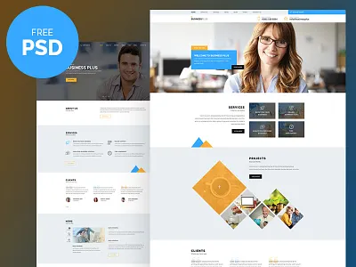 Free PSD : Business Plus agency blog business color corporate free psd. ui freebie freelancer mock up portfolio theme typo