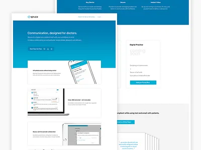 Spruce Care Messenger Website (v0) care messenger health landing marketing product spruce startup ui website