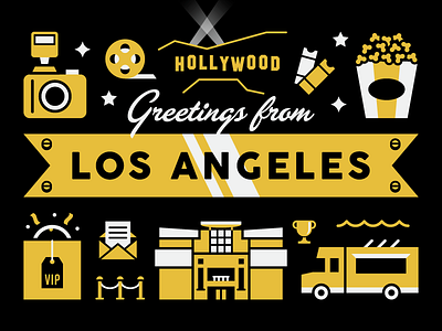 Oscars Postcard award show illustration la los angeles movies oscars postcard vector