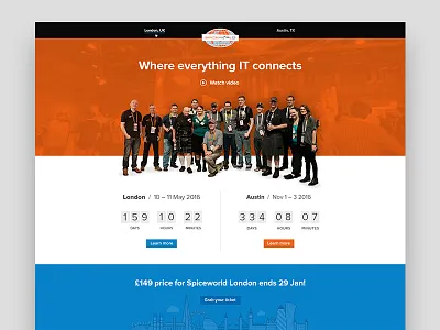 SpiceWorld Homepage blue countdown design hero orange photo spiceworld timer web web design website
