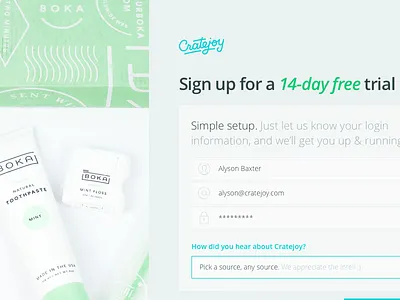 Sign Up Page cratejoy sign up