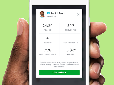 Dimitri Payet fantasy football ios iphone app retina ui user experience user interface ux