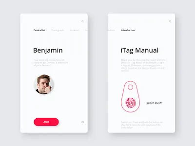 iTag / Device / Manual app application concept design fingerprint ios itag manual minimal mobile ui ux