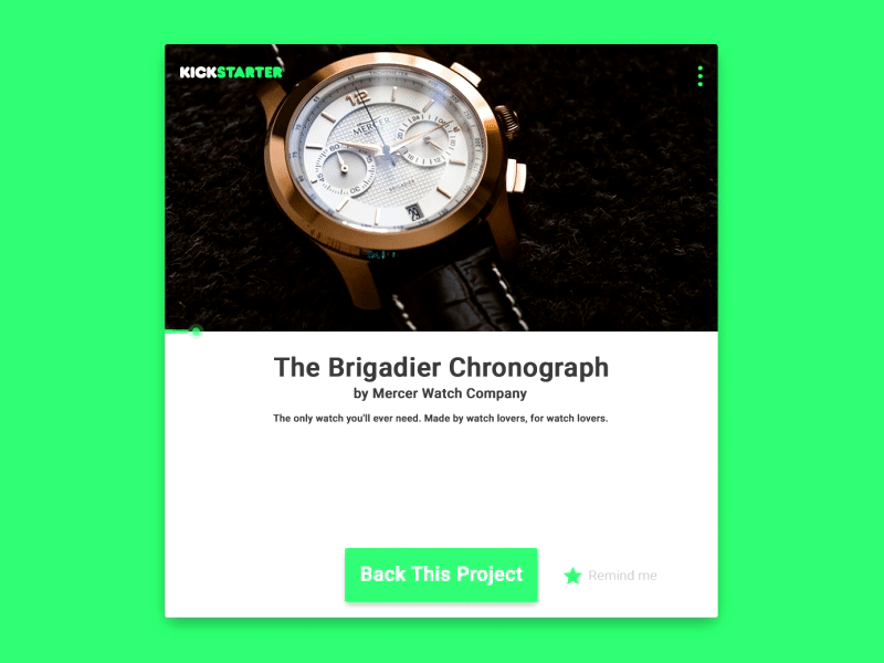 KickStarter Crowdfunding Campaign 2d animation campaign crowdfunding dailyui gif kickstarter ui