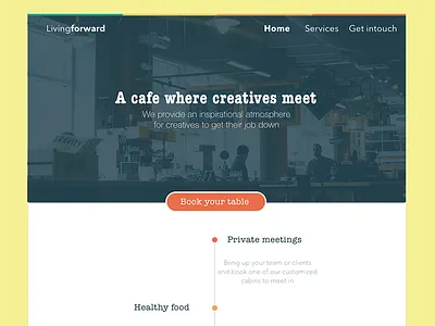 Living forward website cafe creativity meetings website