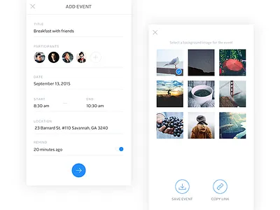 River.PM admin app clean dashboard event interface light line onepage product ui ux