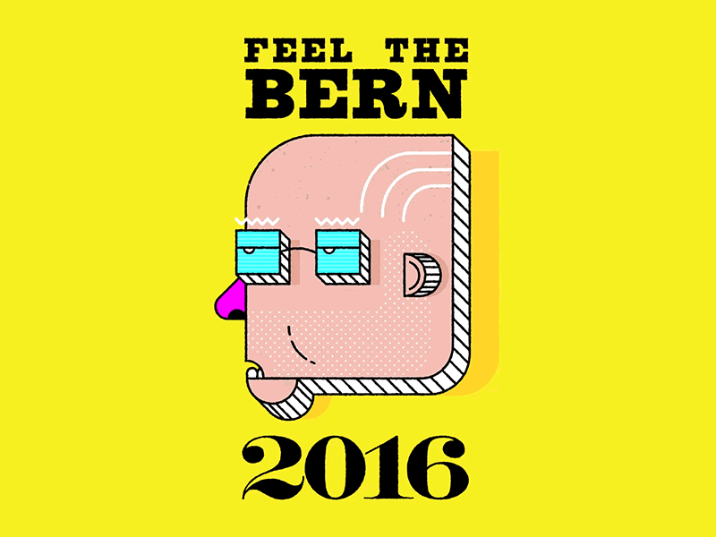 BERNIE animated gif bernie face glasses illustration politics super tuesday