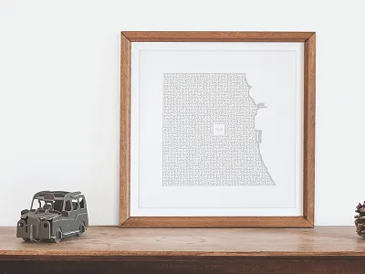 Chicago Maze chicago labyrinth map maze poster print