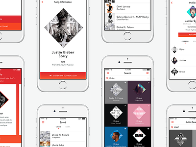 Sling - Music Sharing App flat ios music orange sharing simple ui ux white