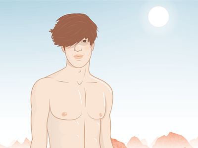 Cascades body boy landscape line male man mountains poster