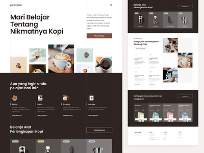 Landing Page Coffee Website brew cafe clean coffee design elegant icons illustration landing page photography roastery typography ui website