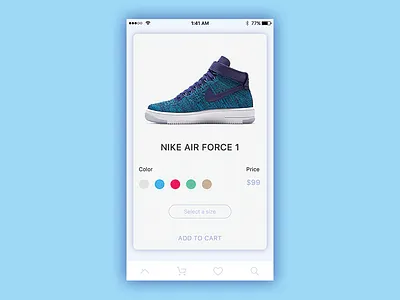 Product Details eCommerce airforce app cart details ecommerce ios design iphone nike product